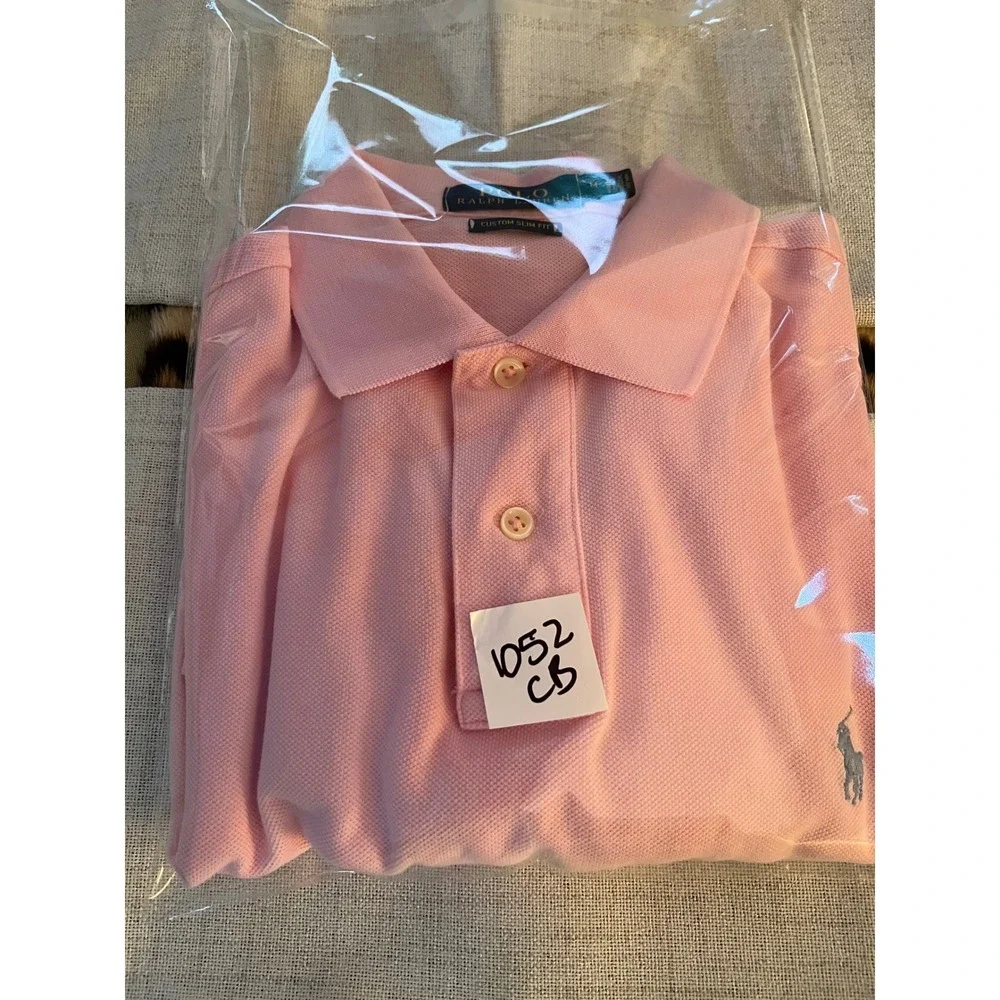 Polo Ralph Lauren Polo Shirt Mens M Pink Good Custom Slim Fit Cotton Pique Logo